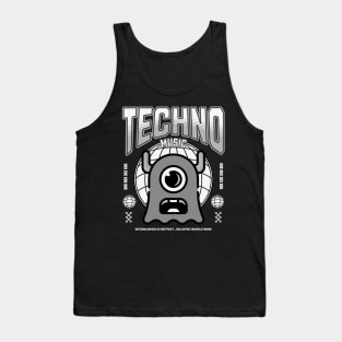 TECHNO  - One Eyed Alien (Light Grey) Tank Top
